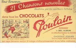 Chocolats   POULAIN   21 Chansons Nouvelles   "  Bon Voyage Mr Dumollet  "  FOND  JAUNE    -   Ft  =  21.5 Cm X 14 Cm - Cacao