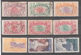 REUNION, 1907 - 1947, Lot De 9 Timbres Obl: Carte De L'ile, Rade St Denis, B/TB - Used Stamps