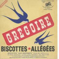 Biscotte GREGOIRE   -  Buvard  Imprimé En Haut à Gauche    Ft = 16 Cm  X  15.5 Cm - Zwieback