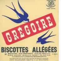 Biscotte GREGOIRE   -  Manque " Buvard  " à Gauche Et Etoile Rouge Entre Biscotte Et Allégée      Ft = 16 Cm  X  15.5 Cm - Biscottes