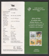 INDIA, 2000, Indepex Asiana 2000, Heritage Manipur & Tripura.,   Folder(Brochure) - Cartas & Documentos