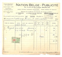 Facture - Nation Belge - Publicité  - Bruxelles 1933 - Journal - Presse (xh) - 1900 – 1949