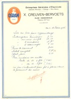 Lettre à Entête - Entreprises Générales D'Electricité X. CREUVEN-BERVOETS - OLNE - NESSONVAUX 1935 (xh) - 1900 – 1949