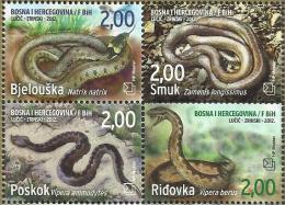 BHHB 2012-352-5 FAUNA SNAKE, BOSNA AND HERZEGOVINA HERCEGBOSNA(CROAT), 1 X 4v, MNH - Snakes