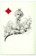 Queen Of Diamonds - Artist Signed - Cartas