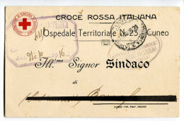CARTOLINA CROCE ROSSA ITALIANA OSPEDALE TERRITORIALE N 23 CUNEO - Croix-Rouge