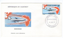 FDC BENIN (DAHOMEY) EUROPAFRIQUE 1971 COTONOU  POSTE AERIENNE - Benin – Dahomey (1960-...)
