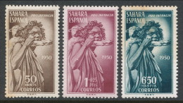 Spanish Sahara 1950, Edifil # 83-85. Pro Indigenas, MH (*) - Sahara Espagnol