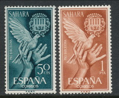 Spanish Sahara 1963, Edifil # 220-221. Ayuda A Barcelona, MH (*) - Spanische Sahara