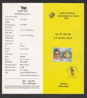 INDIA, 2000, Nandamuri Taraka Rama Rao, (N T Ramarao), Actor, Politician, Reformer, Folder - Storia Postale