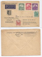S467.-.1956. DDR.-. MI # :524-526.-. 750 YEARS OF DRESDEN, COVER DRESDEN TO BARRANQUILLA-COLOMBIA. ARRIVAL CACHET - Covers & Documents