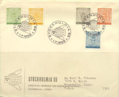 Sweden #479-83 Century Of 1st Swedish Stamps Set On FDC From 1955 Stockholmia - Cartas & Documentos