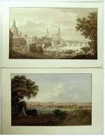 2 X Nachdruck Von Kolorierten Radierungen  -  Dresden Von Osten + Gegend Holz Platz  - Um 1800 / 1776  -  Ca. 41 X 28 Cm - Estampas