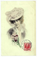 Art - Lady Wearing Hat, Flowers  M. Monk Signed Wichera - Wichera