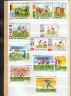 Romania-17 Stamps Stamped With Football,FIFA World Cup 1986 Mexico And 1990 Italy + 2 Postcards And 1 Envelope -4/scan - 1990 – Italien