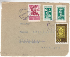 Timbre Sur Timbre - Fleurs - Fruits - Bulgarie - Devant De Lettre De 1959 - Avec Timbres NON Dentelés - Covers & Documents