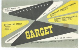 Laboratoires  SARGET                 Ft  =  13 Cm  X  21 Cm - Produits Pharmaceutiques