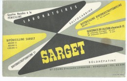 Laboratoires  SARGET                 Ft  =  13 Cm  X  21 Cm - Drogisterij En Apotheek