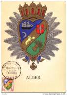 CARTE POSTALE PREMIER JOUR ARMOIRIES D´ALGER 7 MARS 1959 BLASON . - Maximum Cards