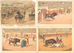 Lot De 7 Chromos Ou Illustrations  ! A Los Toros! - Corrida - Lithographies De S. Dura - Valencia (Mich2) - Sports