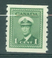 Canada: 1942/48   KGVI  - War Effort   SG389    1c   [Imperf X Perf: 8]    MH - Ongebruikt