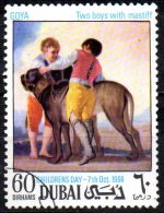 DUBAI 1968 Children's Day - 60d. - "Two Boys With Mastiff" (Goya)  FU - Dubai