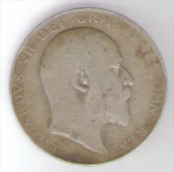 GRAN BRETAGNA HALF CROWN 1909 AG SILVER - K. 1/2 Crown