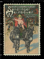 Original German Posterstamp Cinderella Reklamemarke Sendlinger Wine Restaurant - Donkey Children Nude Esel Kinder Nackt - Burros Y Asnos