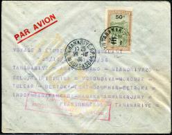 MADAGASCAR - N° 189 / LETTRE AVION, VOL CIRCULAIRE D'ASSOLANT, DU 28/10/1936 AU 1/11/1936 - SUP & RARE - Storia Postale