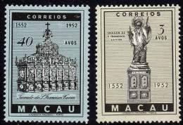 MACAO 1952 ST.FRANCIS XAVIER SC# 366-67 HIGH VALUES MNH  CV$38.00 Religion Art - Unused Stamps