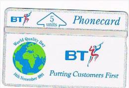 GRAN BRETAGNA (UNITED KINGDOM)   - L&G  BT  - 1991  WORLD QUALITY DAY   (TIRAGE 3100) -  MINT - RIF. 6936 - BT Souvenir