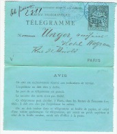 TELEGRAMME  21 MAI 1897 Pl De L OPERA  50  Ct Type Chaplain - Pneumatiques