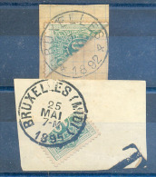 OCB Nr TX1 Gehalveerd Demi-timbre Sur Fragment Centrale Stempel Bruxelles - Briefmarken