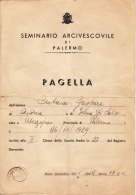 SEMINARIO ARCIVESCOVILE DI PALERMO  /   Pagella Scolastica  Anno Scolastico 1941 -1942  _ A. XX - Diplômes & Bulletins Scolaires