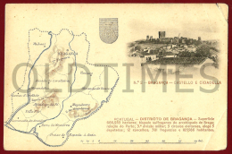 BRAGANCA - CASTELO E CIDADELA - MAPA E BRASAO DO DESTRITO - 1900 PC - Bragança