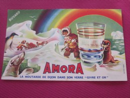 BUVARD Publicitaire: La Moutarde Amora De Dijon Dans Son Verre Givre Et Or > Voir Les Photos Recto-verso - Mostard