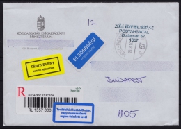 Avis De Reception  / REGISTERED / PRIORITY / LETTER With Label - Taxe Percue - HUNGARY 2013 - Ministry Of Justice - Lettere