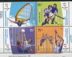 CL. 104 - P.7 - Argentine ** N° 2193 à 2196formant Bloc - J.O. De Sydney (voile, Hockey, Volley, Sauts) - Unused Stamps