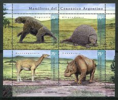 CL 104 - P.10 - Argentine ** N° 2228 à 2231 En Petite Feuille - Animaux Préhistoriques - Unused Stamps