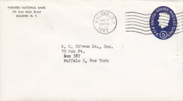 United States Postal Stationery Ganzsache Entier 5 C Lincoln Private Print FARMERS NATIONAL BANK, MALONE 1963 Cover - 1961-80