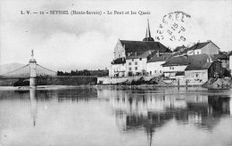 CPA - SEYSSEL (74 ) - Le Rhône , Le Pont Suspendue Et Les Quais - Seyssel