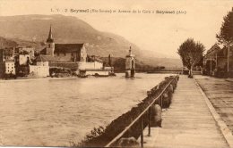 CPA - SEYSSEL (74 ) - Seyssel Hte Savoie - Le Pont Suspendu Sur Le Rhône-Avenue De La Gare En Ain - Seyssel