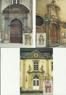 LUXEMBOURG 1988 - SET OF3 MAXIMUM CARDS -DOORS/PORTAIL CHURCH SAINTE-TRINITE - BIBLIOTEQUE NATIONALE - CASTLE/CHATEAU DE - Maximumkaarten