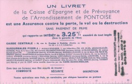 Livret   "  CAISSE D' EPARGNE Et PREVOYANCE   "  De PONTOISE        -   Ft  =  13 Cm  X  21 Cm - Banco & Caja De Ahorros