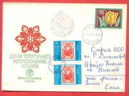 116734A / FDC - SOFIA - 27.05.1979 - DOLPHIN ,DAY Thematic Collecting PHILATELIC EXHIBITION , TULIP Bulgaria - Dauphins