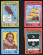 ST.KITTS 1985 CPTN DRAKE / CHRISTMAS Imperf=nonDENTELE SC#173-76 MNH SHIPS PIRATES MAPS ARMS - Erforscher