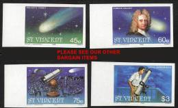 ST.VINCENT 1986 HALLEY´S COMET Imperf LARGE MARGINS SC#918-21 CV$18.00 SPACE ASTRONOMY - Explorateurs