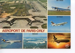 Aéroport Paris Orly Aérogare Ouest Air Inter Alitalia Lufthansa Finnair Swissair - Multivues N° 310PI - Aéroports De Paris