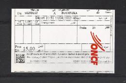 Ticket De Train. Maroc. (Voir Commentaires) - World