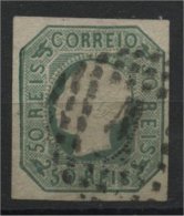 PORTUGAL, 50 Reis 1855, PEDRO V, Yellow Green Used - Used Stamps